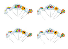 Load image into Gallery viewer, Let's Party Cake Topper Pack of 4, 20 Pieces (Rainbow Theme)