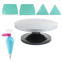 Load image into Gallery viewer, FineDecor Cake Turntable 12 Inch (30 cm) & Piping Pastry Bag (100 Pcs) & Assorted Cake Scrapper Set of 4.