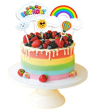 Load image into Gallery viewer, Let's Party Cake Topper Pack of 4, 20 Pieces (Rainbow Theme)