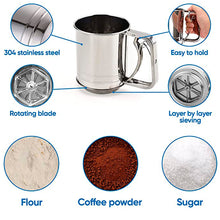 Load image into Gallery viewer, FineDecor Flour Sifter ( Big ), Stainless Steel Sifter for Baking, Double Layers Sifter, Powder Sugar Shaker with Hand Press Design FD 3306