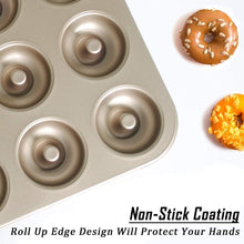 Load image into Gallery viewer, FineDecor Nonstick Carbon Steel Donut Baking Pan, Donut Baking Mould, Bagels Baking Tray for Cake Muffins Doughnut, FD 3108 (12 Cavity)