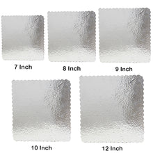 Load image into Gallery viewer, FineDecor Square Silver Cake Board Combo - 7 Inch, 8 Inch, 9 Inch, 10 Inch, 12 Inch Square Cardboard (25 Pieces) Silver