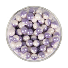 Load image into Gallery viewer, Glint Dual Tone Pearl Balls for Cake Decoration ( 10mm ) ( White & Purple ), 150g | Dual Colour Cake Sprinkle For Cake Decoration | 150g