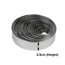 Load image into Gallery viewer, FineDecor Stainless Steel Commercial Round Cookie Cutter (Set of 14 Cutters) - FD 3102