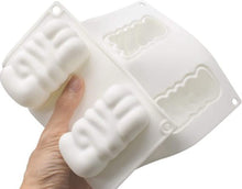 Load image into Gallery viewer, FineDecor Love Text Shape Silicone Mousse Cake Mould, Non-stick Love Shape Silicone Mould Tray for Baking, Dessert, Biscuit & Soap FD 3171 (6 Cavity)