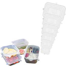 Load image into Gallery viewer, FineDecor Collapsible Microwave Safe Silicone Leak-Proof Square Stretch Lids (6 Pcs) Reusable Covers for Bowls, Dishes, Plates, Cans, Jars FD 3399