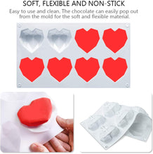 Load image into Gallery viewer, FineDecor Diamond Heart Shape Silicone Mousse Cake Mould for Chocolate Bombs, Non-stick Mould Tray for Valentine, Desserts, FD 3165 (8 Cavity)