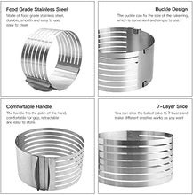 Load image into Gallery viewer, FineDecor Cake Slicer Adjustable Cake Rings 7-Layer Cake Cutter Stainless Steel, 9-12 inch Round Cake Mousse Ring Mold Movable Mold FD 3293