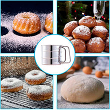 Load image into Gallery viewer, FineDecor Flour Sifter ( Small ), Stainless Steel Sifter for Baking, Double Layers Sifter, Powder Sugar Shaker with Hand Press Design, FD 3305