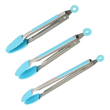 Load image into Gallery viewer, FineDecor Silicone Cooking Tongs Set of 3 (8in, 10in & 13) Kitchen Food Tongs, Stainless Steel Material with Heat Resistant FD 3404