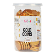 Load image into Gallery viewer, Glint Edible Chocolate Gold Coins | Milk Chocolate Coin Made with Premium Chocolate | Chocolate Gold Coin Gift Jar, 200g