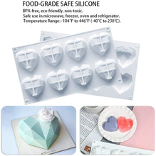 Load image into Gallery viewer, FineDecor Diamond Heart Shape Silicone Mousse Cake Mould for Chocolate Bombs, Non-stick Mould Tray for Valentine, Desserts, FD 3165 (8 Cavity)
