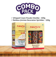 Load image into Gallery viewer, Puramate Combo Pack - Vanilla Whipped Cream Powder & Rainbow Decoration Sprinkles, 100g Each