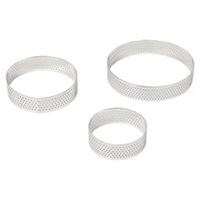 Load image into Gallery viewer, FineDecor Perforated Round Shape Tart Ring - Stainless Steel Tart Ring for Baking - Cake Mousse Ring Mold - 3 Pieces Set ( 2.5", 3", 4" ) - FD 3309