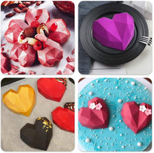 Load image into Gallery viewer, FineDecor Diamond Heart Shape Silicone Mousse Cake Mould for Chocolate Bombs, Non-stick Mould Tray for Valentine, Desserts, FD 3165 (8 Cavity)