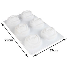 Load image into Gallery viewer, FineDecor Rose Flower Shape Silicone Mousse Cake Mould, 3D Baking Mould for Dessert,Pastry,Truffle,Pudding,Jelly,Cheesecake, FD 3170 (6 Cavity)
