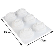Load image into Gallery viewer, FineDecor Rose Flower Shape Silicone Mousse Cake Mould, 3D Baking Mould for Dessert,Pastry,Truffle,Pudding,Jelly,Cheesecake, FD 3170 (6 Cavity)