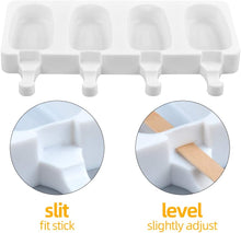 Load image into Gallery viewer, FineDecor Premium Silicone Cakesicle Mould Popsicle Easy Ice Cream Bar Mould, 4 Cavity (White), FD 3192