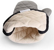 Load image into Gallery viewer, FineDecor Large Professional Cotton Oven Mitt with Quilted Lines, Heat Resistant, Flexible Oven Hand Gloves, Grey, 1 Pair, 32 cm* 15 cm (FD 3061)