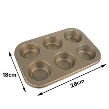 Load image into Gallery viewer, FineDecor Nonstick Muffin Cake Pan, Bakeware 6-Cavity Muffin Tin With Grips for Oven Baking- 6 Cup (Champagne Gold), FD 3121