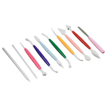 Load image into Gallery viewer, FineDecor 10pcs Fondant Modeling Tools Set Gum Paste for Cake Decorating, Cake Marshmallow Sculpting Tools Set - (10 Pcs X 1 Set) FD 3413