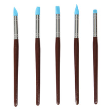 Load image into Gallery viewer, FineDecor Silicone Modeling Tool set (5 Pcs), Fondant / Gumpaste Tool Rubber Tip Silicon Brushes Pottery Clay Pen Shaping Carving Tools - FD 3002