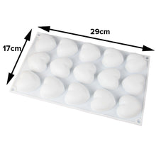 Load image into Gallery viewer, FineDecor Heart Shape Silicone Mousse Cake Mould, 3D Mould Tray for Candy Pastry Chocolate Truffle Cupcake Jello Cookie Pudding FD 3164 (15 Cavity)