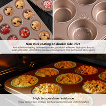Load image into Gallery viewer, FineDecor Nonstick Muffin Cake Pan, Bakeware 12-Cavity Muffin Tin With Grips For Oven Baking- 12 Cup (Champagne Gold), FD 3122