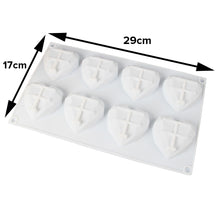 Load image into Gallery viewer, FineDecor Diamond Heart Shape Silicone Mousse Cake Mould for Chocolate Bombs, Non-stick Mould Tray for Valentine, Desserts, FD 3165 (8 Cavity)