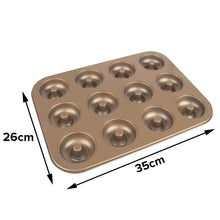 Load image into Gallery viewer, FineDecor Nonstick Carbon Steel Donut Baking Pan, Donut Baking Mould, Bagels Baking Tray for Cake Muffins Doughnut, FD 3108 (12 Cavity)