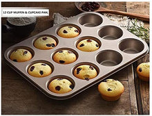 Load image into Gallery viewer, FineDecor Nonstick Muffin Cake Pan, Bakeware 12-Cavity Muffin Tin With Grips For Oven Baking- 12 Cup (Champagne Gold), FD 3122