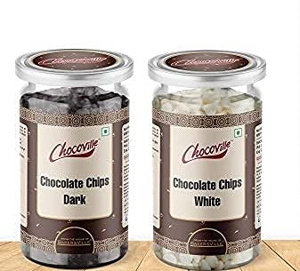 Chocoville Chocolate Chips Combo (Dark Chips, 200 g + White Chips, 200 g)