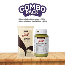 Load image into Gallery viewer, Chocoville Combo Pack – Dark Compound, 500g & Pista Kunafa Filling, 200g