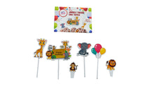 Load image into Gallery viewer, Let's Party Cake Topper Jungle Theme Pack of 4, 20 Pieces