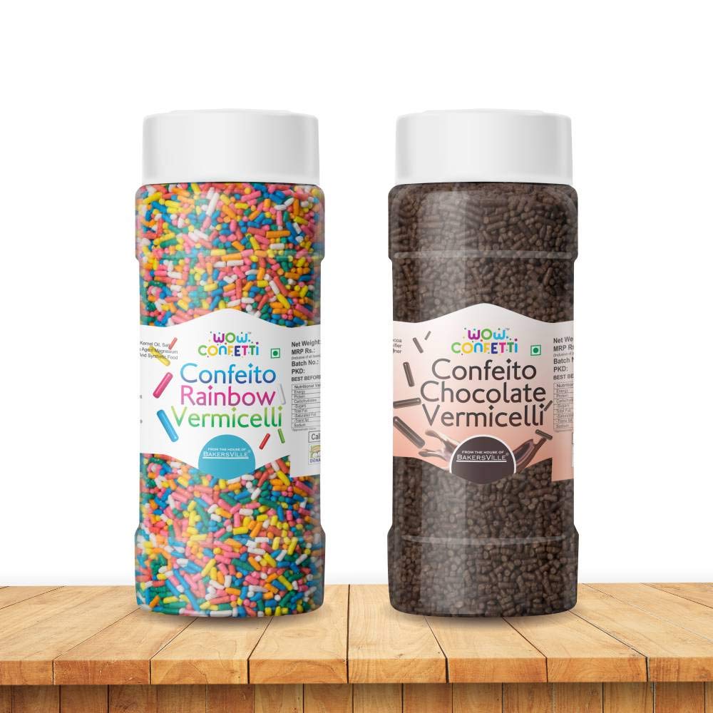 Wow Confetti™ Confeito Vermicelli Combo (Rainbow 125g & Chocolate 125g) (Sprinkles)