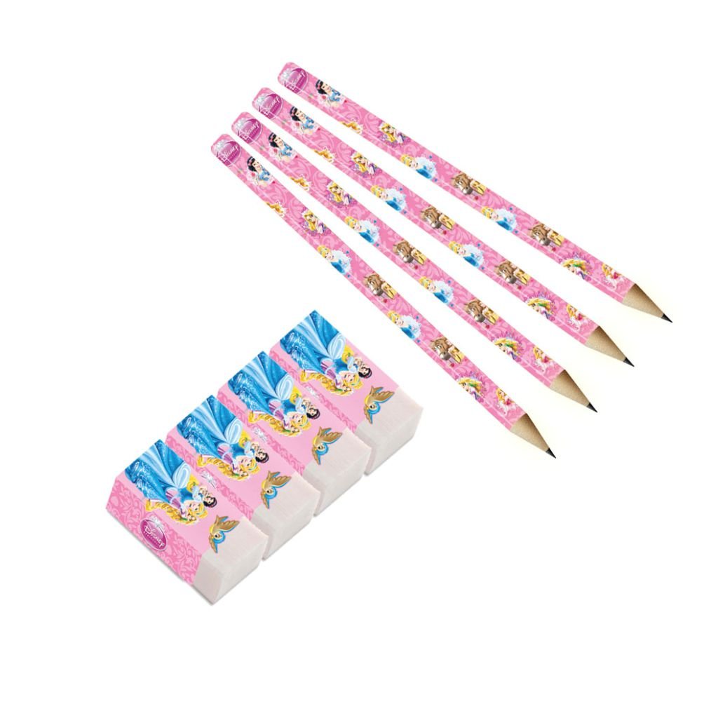Disney Princess Pencils & Erasers (4 Pencils & 4 Erasers) - BV83032 - 8Pcs