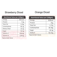 Load image into Gallery viewer, Fruitbell Freeze Dried Combo Of Diced Strawberry &amp; Diced Orange, 20g (10g Each), Healthy Fruit Snack, 100% Natural, No Preservatives, No Added Sugar
