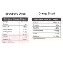 Load image into Gallery viewer, Fruitbell Freeze Dried Combo Of Diced Strawberry & Diced Orange, 20g (10g Each), Healthy Fruit Snack, 100% Natural, No Preservatives, No Added Sugar