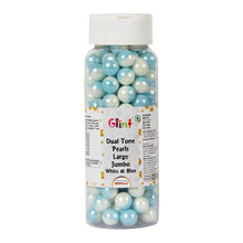 Load image into Gallery viewer, Glint Dual Tone Pearl Balls for Cake Decoration ( 10mm ) ( White & Blue ), 150g | Dual Colour Cake Sprinkle For Cake Decoration | 150g