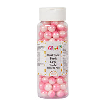 Load image into Gallery viewer, Glint Dual Tone Pearl Balls for Cake Decoration ( 10mm ) ( White &amp; Pink ), 150g | Dual Colour Cake Sprinkle For Cake Decoration | 150g
