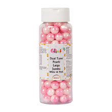 Load image into Gallery viewer, Glint Dual Tone Pearl Balls for Cake Decoration ( 10mm ) ( White & Pink ), 150g | Dual Colour Cake Sprinkle For Cake Decoration | 150g