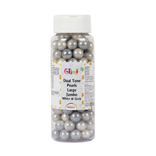 Load image into Gallery viewer, Glint Dual Tone Pearl Balls for Cake Decoration ( 10mm ) ( White & Grey ), 150g | Dual Colour Cake Sprinkle For Cake Decoration | 150g