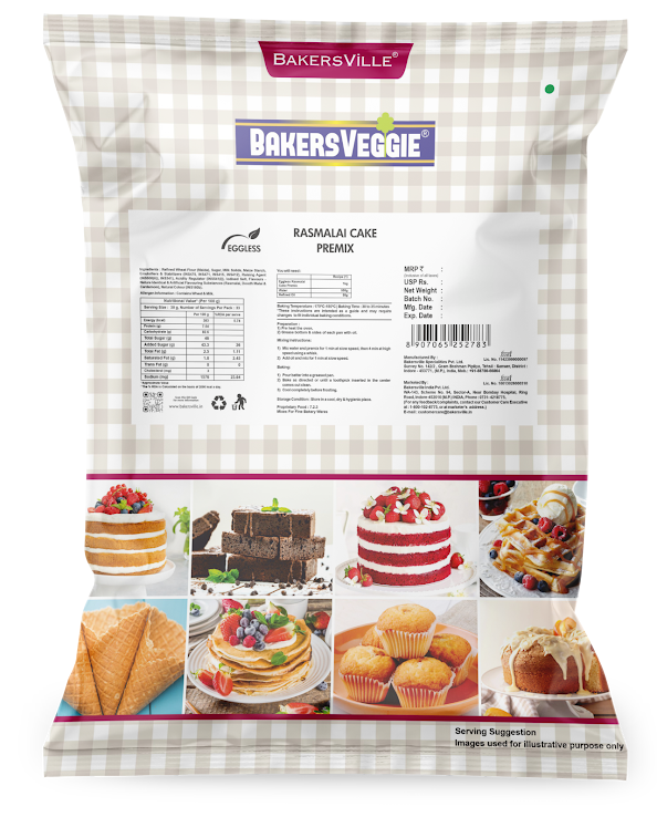 Bakersveggie Eggless Rasmalai Cake Premix, 1 Kg