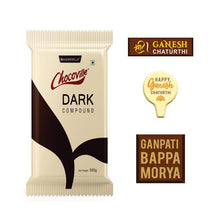 Load image into Gallery viewer, Chocoville Dark Compound Slab with Ganesh Chaturthi Decorative Mould – Divine Festive Chocolate Combo

