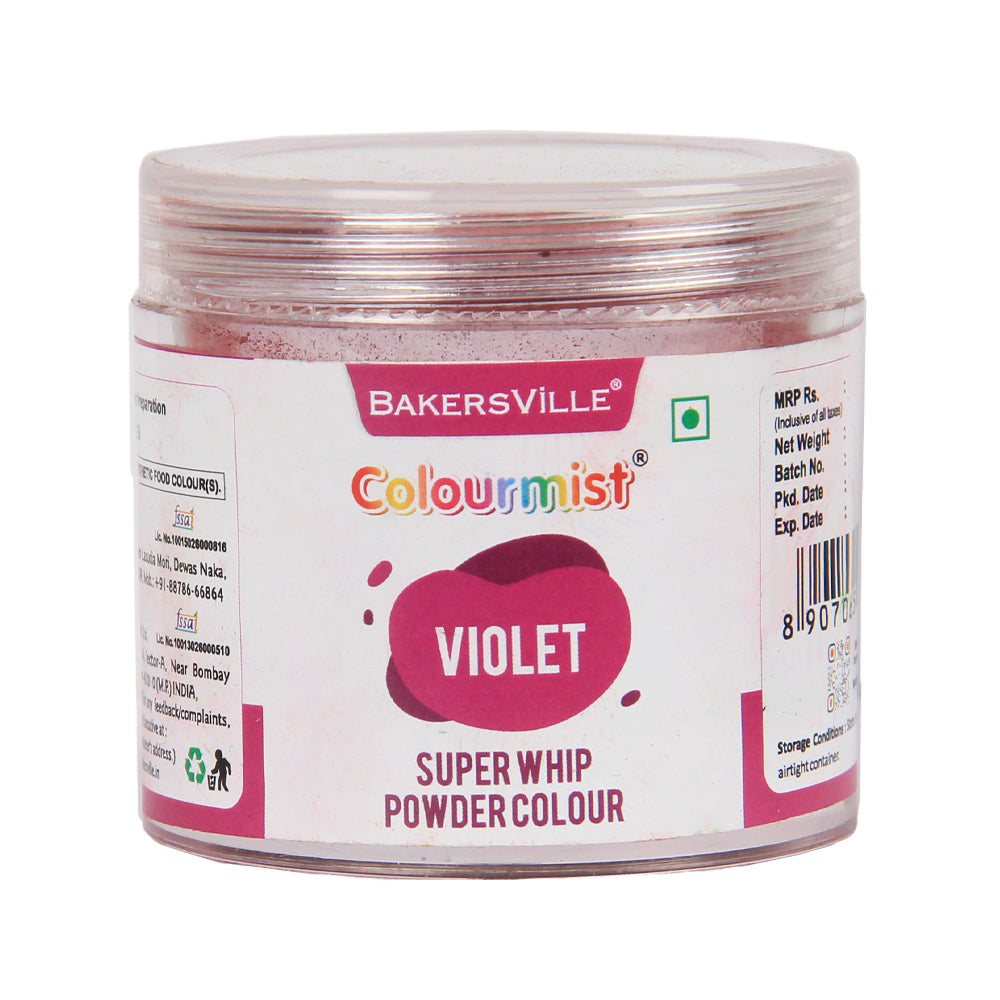 Colourmist Super Whip Edible Powder Colour, (Violet), 30g | Powder Colour For Cream / Icing / Fondant / Frosting / Dessert / Baking |