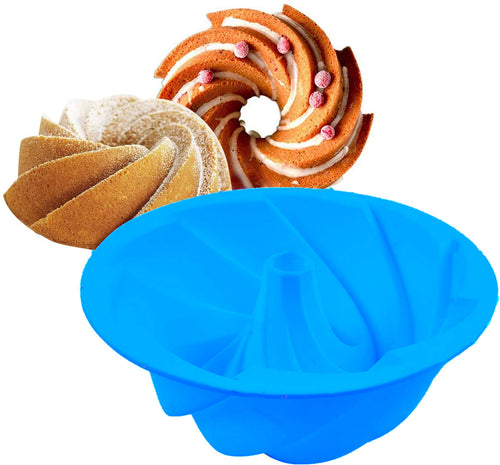 3D Large Spiral Shape Silicone Bundt Cake Pan 10 inch Bread