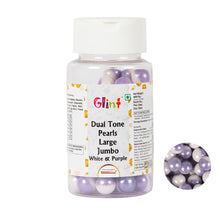 Load image into Gallery viewer, Glint Dual Tone Pearl Balls for Cake Decoration ( 10mm ) ( White &amp; Purple ), 75g | Dual Colour Cake Sprinkle For Cake Decoration | 75g
