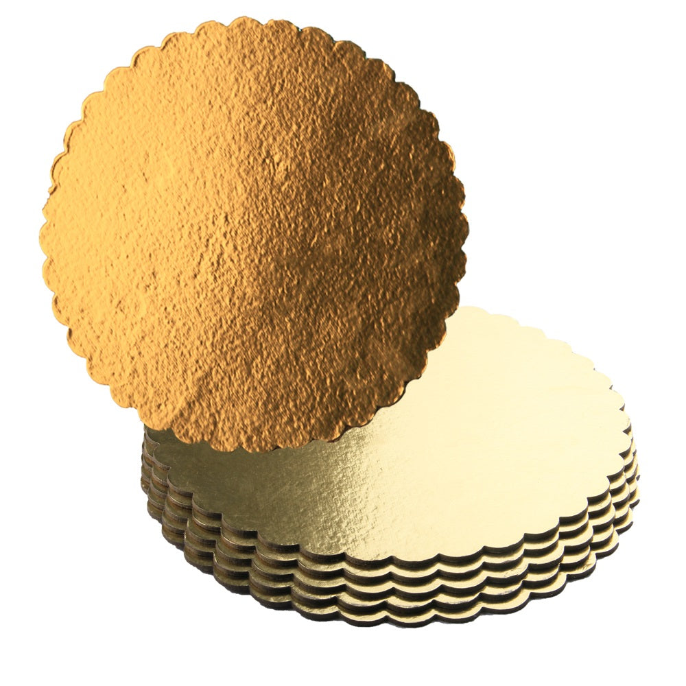 FineDecor Round Gold Cake Board Combo - 7 Inch, 8 Inch, 9 Inch, 10 Inch, 12 Inch Round Cardboard (25 Pieces) Gold