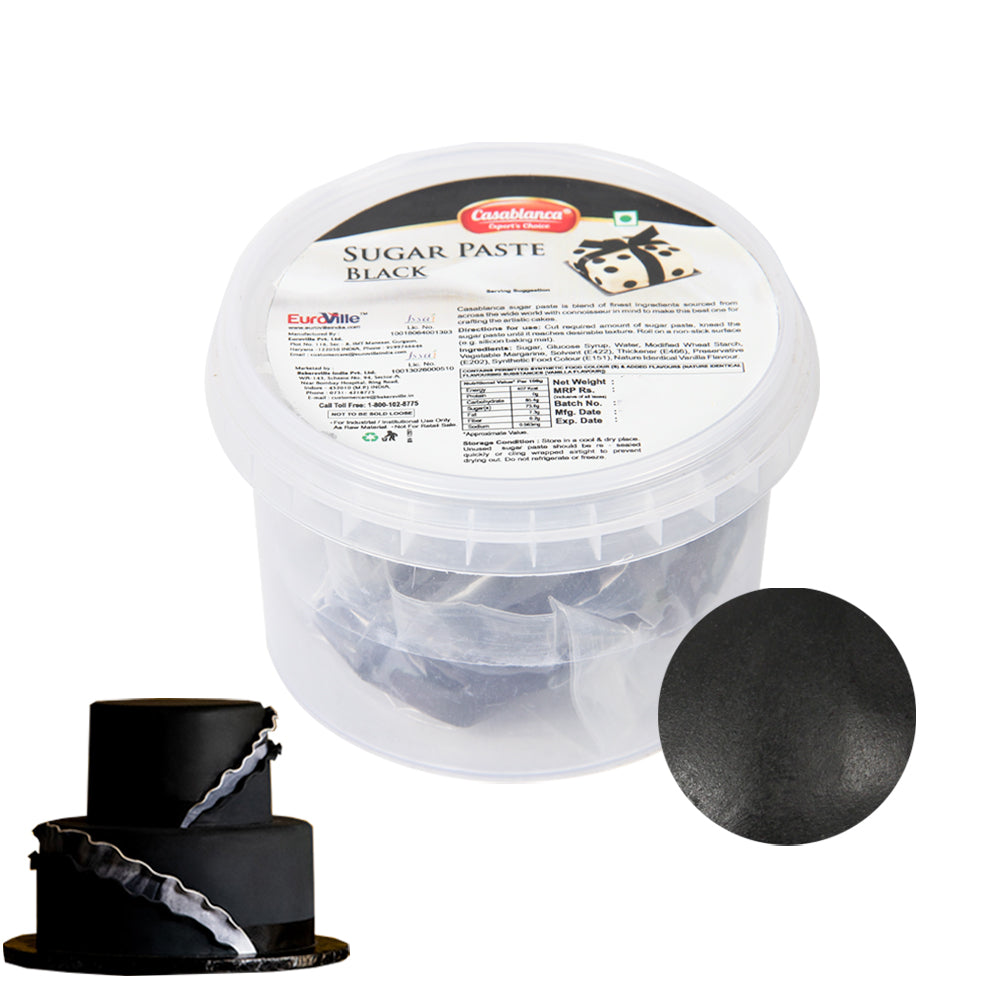 Casablanca Black Sugar Paste / Fondant  for Cake Decorating, 200g