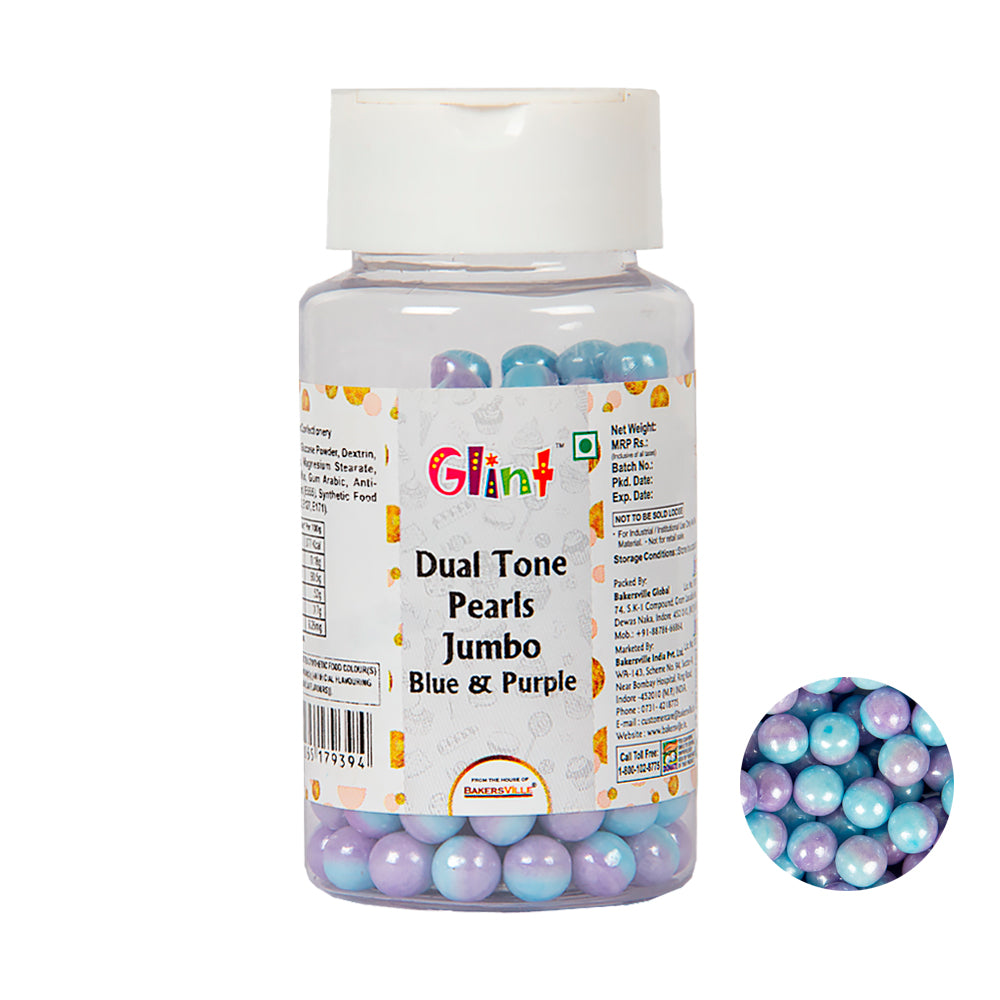 Glint Dual Tone Pearl Balls for Cake Decoration ( 7mm ) ( Blue & Purple ), 75g | Dual Colour Cake Sprinkle For Cake Decoration | 75g